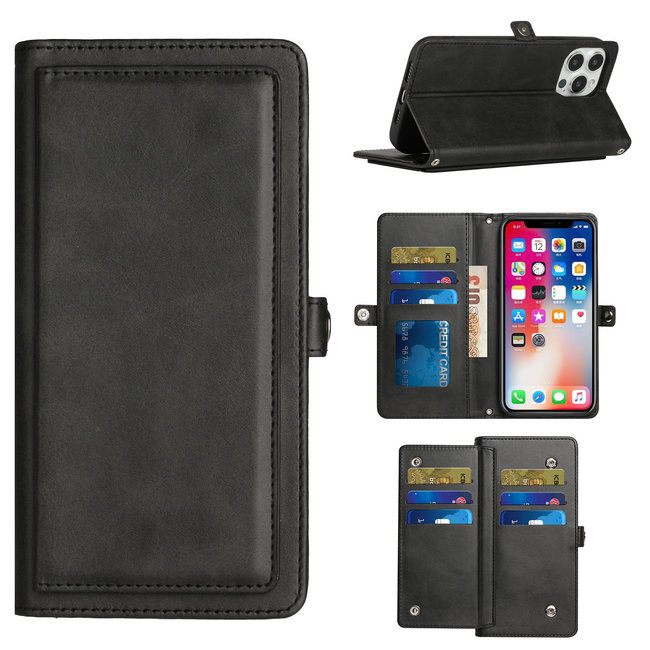 For Apple For Apple iPhone 11 (XI6.1) Wallet Premium PU Vegan Leather ID Multiple Card Holder Money with Lanyard