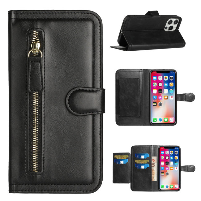 For Apple For Apple iPhone 11 (XI6.1) Premium Wallet MultiCard Holder Money Zipper With Magnetic Flap