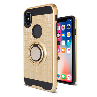 For Apple iPhone XS Max Magnetic Ring Kickstand Hybrid Case Cover with Hole