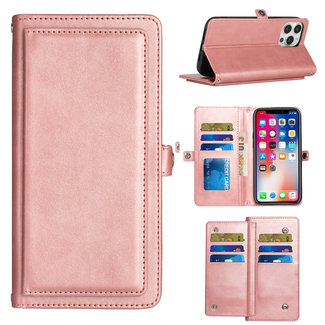 For Apple For Apple iPhone 14 PRO 6.1" Wallet Premium PU Vegan Leather ID Multiple Card Holder Money with Strap