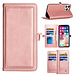 For Apple For Apple iPhone 14 PRO 6.1" Wallet Premium PU Vegan Leather ID Multiple Card Holder Money with Strap