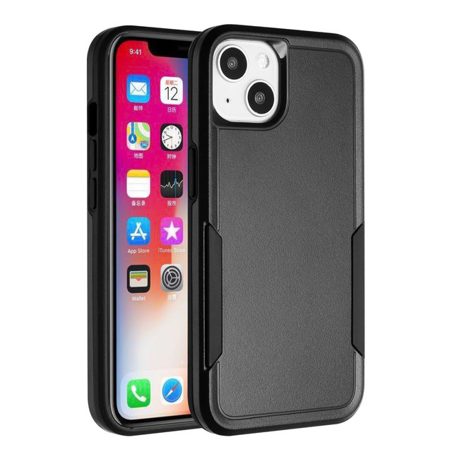 For Apple For Apple iPhone 13 / iPhone 14 6.1" Tough Strong Dual Layer Flat Hybrid Case Cover