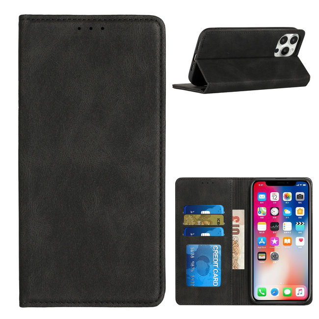 For Apple For Apple iPhone 14 Plus 6.7" Wallet Premium PU Vegan Leather ID Card Money Holder with Magnetic Closure
