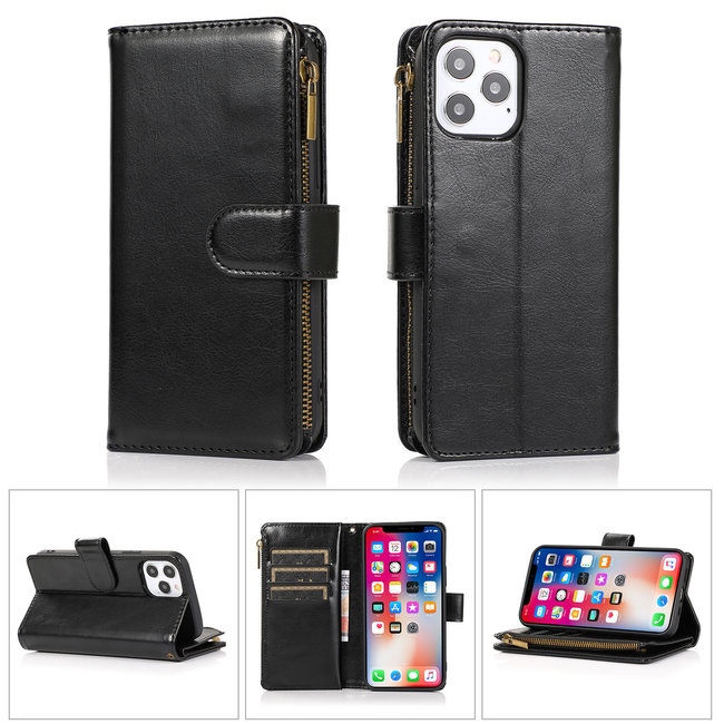 For Apple For Apple iPhone 14 6.1" Luxury Wallet Card ID Zipper Money Holder Case Cover