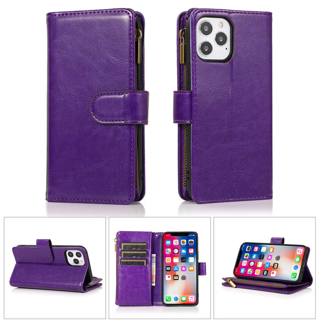 For Apple For Apple iPhone 14 PRO MAX 6.7" Luxury Wallet Card ID Zipper Money Holder Case Cover