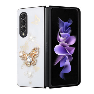 For Samsung For Samsung Galaxy Z Fold 4 SPLENDID Diamond Glitter Ornaments Engraving Case Cover Garden Butterflies