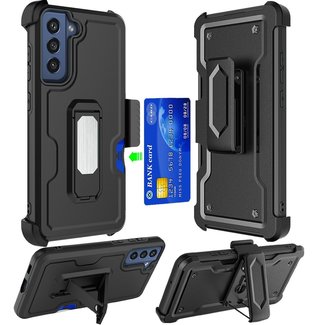 For Samsung For Samsung Galaxy S22 Ultra CARD Holster with Kickstand Clip Hybrid Case Cover