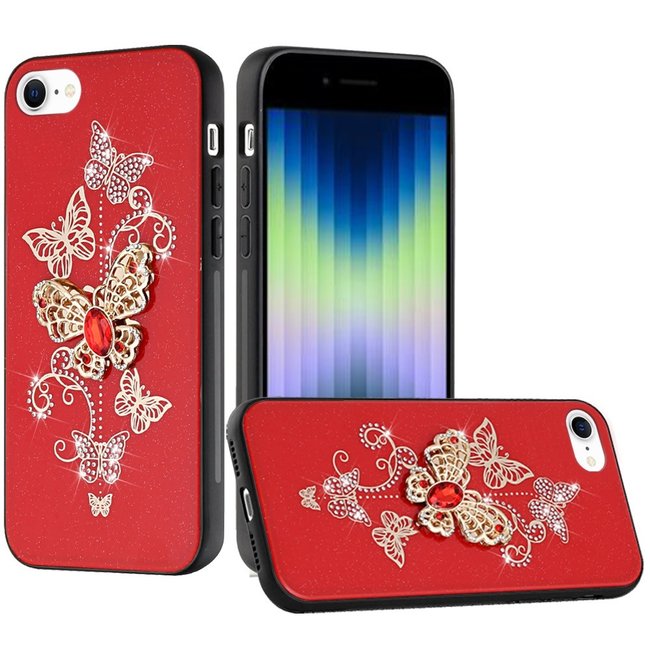 For Apple For Apple iPhone 14 PRO MAX 6.7" SPLENDID Diamond Glitter Ornaments Engraving Case Cover Garden Butterflies
