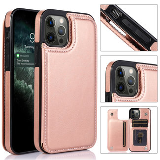 For Apple For Apple iPhone 13 / iPhone 14 6.1" Luxury Side Magnetic Button Card ID Holder PU Leather Case Cover