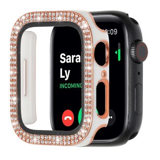 45mm Diamond Full Coverage with Tempered Glass iWatch Screen Frame Chromed