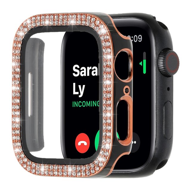 38mm Diamond Full Coverage with Tempered Glass iWatch Screen Frame Chromed