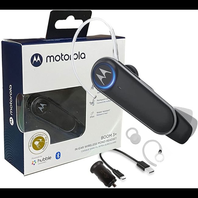 Motorola Motorola Boom 3PLUS HD Flip Bluetooth - Water Resistant Durable Wireless Headset - W/Car Adapter 2021 Model (Retail Packing)