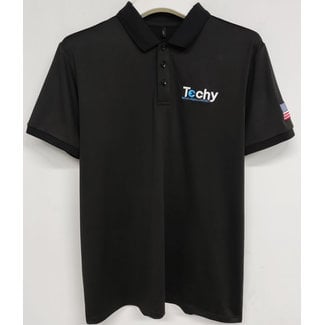 Techy Techy Men's Polo Shirt With USA Flag Black