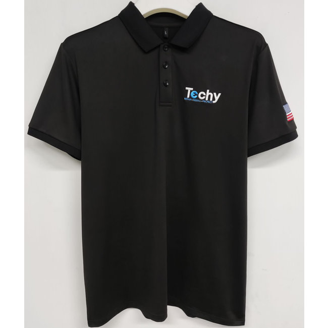 Techy Techy Men's Polo Shirt With USA Flag Black