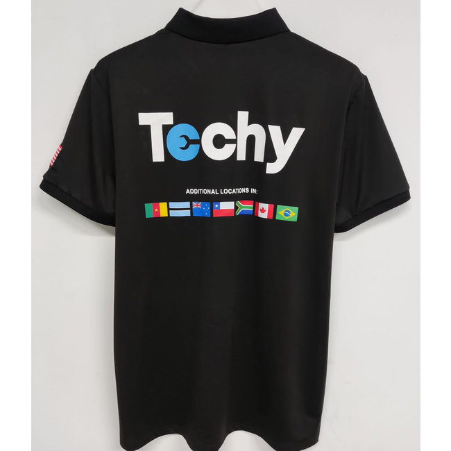 Techy Techy Ladies Polo Shirt With USA Flag Black