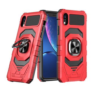 For Apple For Apple iPhone XR Robotic Hybrid with Magnetic Ring Stand Case Cover