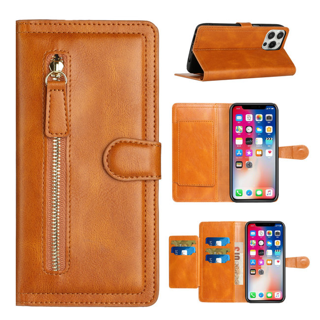 For Samsung For Samsung Galaxy S22 Plus Premium Wallet MultiCard Holder Money Zipper With Magnetic Flap