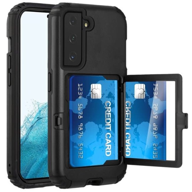 For Samsung For Samsung Galaxy S22 Card Holder (Upto 2) with Mirror Hybrid Shockproof Case Cover