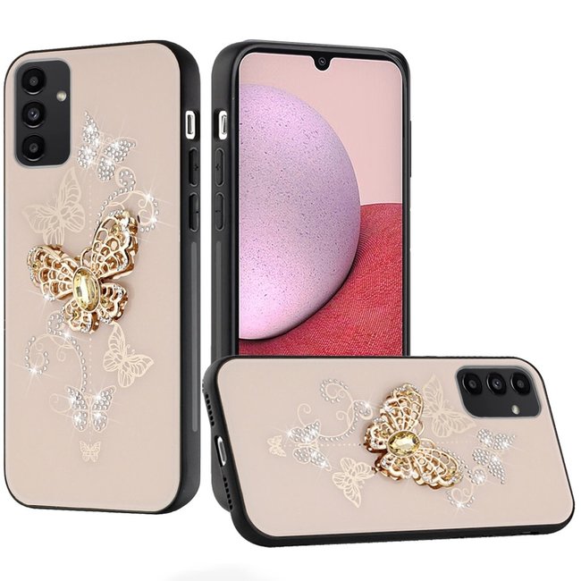 For Samsung For Samsung Galaxy A14 5G SPLENDID Diamond Glitter Ornaments Engraving Case Cover Garden Butterflies