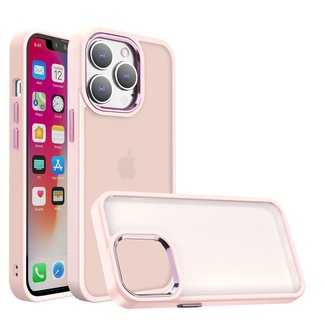 For Apple For Apple iphone 14 PLUS Polished Oil Thick Acrylic Metal Button Hybrid Case Cover