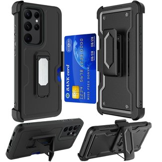 For Samsung For Samsung Galaxy S23 Ultra CARD Holster with Kickstand Clip Hybrid Case Cover