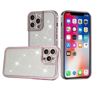 For Apple For Apple iPhone 14 PRO 6.1" Chromed Edge Glitter Star TPU Thick Cover Case