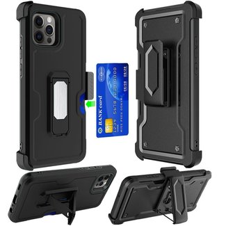 For Apple For Apple iPhone 13 Pro Max CARD Holster with Kickstand Clip Hybrid Case Cover