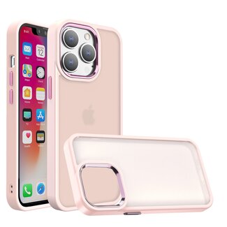 For Apple For Apple iPhone 14 PRO MAX 6.7" Polished Oil Thick Acrylic Metal Button Hybrid Case Cover