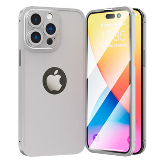 For Apple For Apple iPhone 14 PRO 6.1" Tempered 2in1 3D Full Protection Hybrid Zinc Alloy Ultra Thin with Logo Hole Case Cover