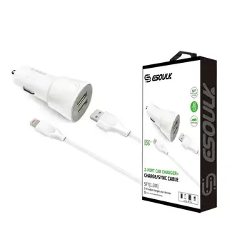 Esoulk Esoulk 12W 2.4A Dual USB Travel Car Charger With 5FT Charging Cable For IPhone XS MAX/XS/XR/X/8/7