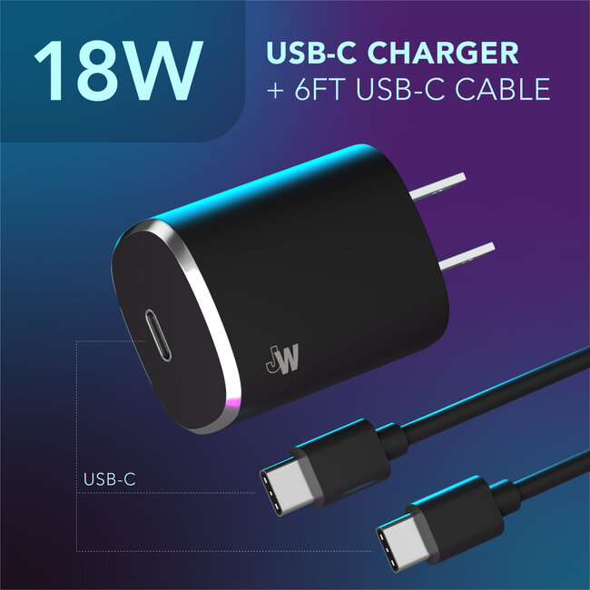JW JW Home charger Type C To Type C Cable -6ft-Fast Charge
