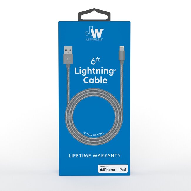 JW JW Apple Lightning to USB-A Cable Braided Nylon 6ft