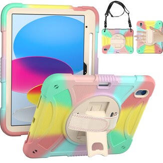 For Apple For Apple iPad 10th Gen 2022 3in1 Tablet Hand and Shoulder Strap with Kickstand 3in1 Tough Hybrid