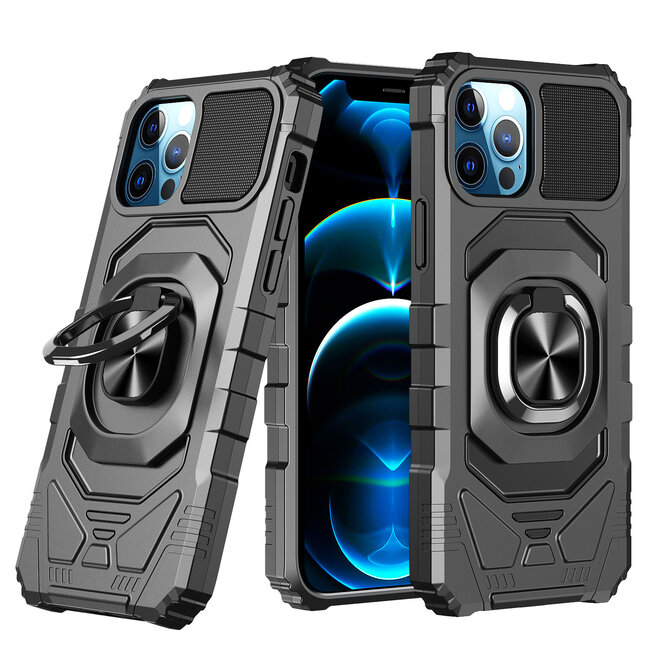 For Apple For Apple iPhone 15 Plus Robotic Hybrid with Magnetic Ring Stand Case Cover