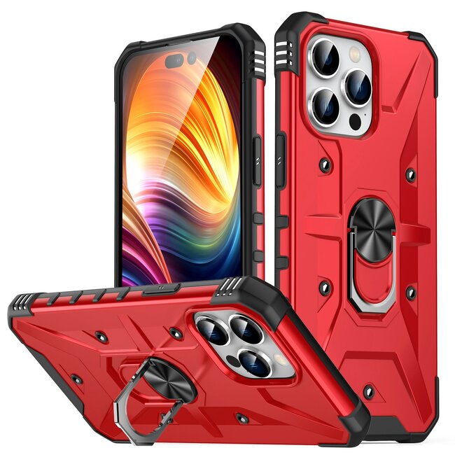 For Apple For Apple iPhone 15 Pro Max / Ultra Lone Unique Magnetic Ring Stand Hybrid Case Cover