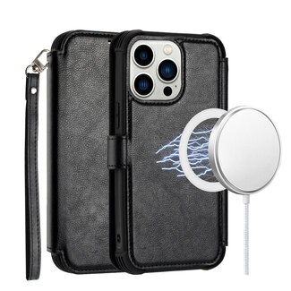 For Apple For Apple iPhone 13 6.1 Magnetic Circle Wallet For ID and Credit Cards With Lanyard