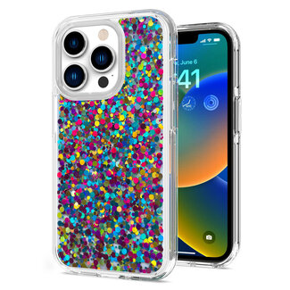 For Apple For Apple iPhone 13 Bling Glitter Chips Epoxy Hybrid Case Cover