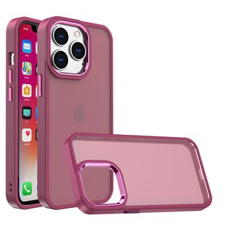 For Apple For Apple iPhone 15 Pro Max Polished Oil Thick Acrylic Metal Button Hybrid Case Cover