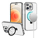 Techy For Apple iPhone 15 Dotted Edged Line Transparent HQ Magnetic Ring Stand Hybrid  Case Cover
