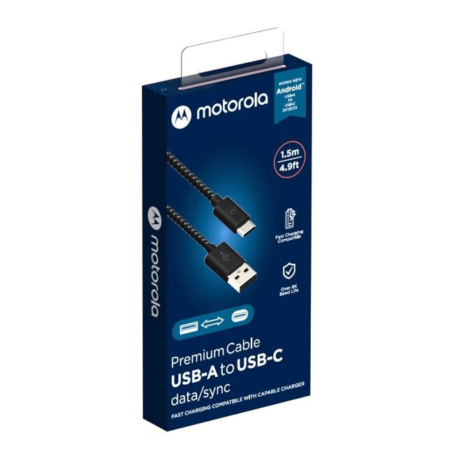 Motorola Motorola 1.5M Premium Braided USB-A To USB-C Cable