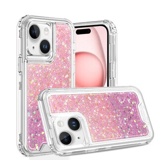 For Apple For Apple iPhone 15 Epoxy Sticker Glitter 3in1 Shockproof Transparent Hybrid Case Cover