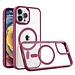 For Apple For Apple  iPhone 15 Pro Max Greatest Clear Acrylic Magnetic Circle ShockProof ToughThick Metal Button Hybrid
