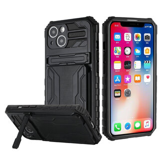 For Apple For Apple iPhone 14 PRO MAX 6.7" Multiple Card Holder Kickstand Hybrid Case Cover