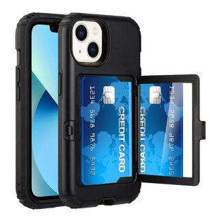 For Apple For Apple iPhone 14 PRO MAX 6.7" Card Holder (Upto 2) with Mirror Hybrid Shockproof Case Cover