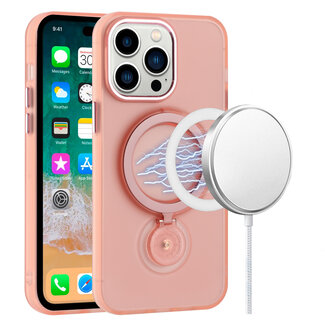 For Apple For iPhone 13 Pro Max Hoop Kickstand Magnetic Circle HD Transparent Chrome Hybrid Case Caver