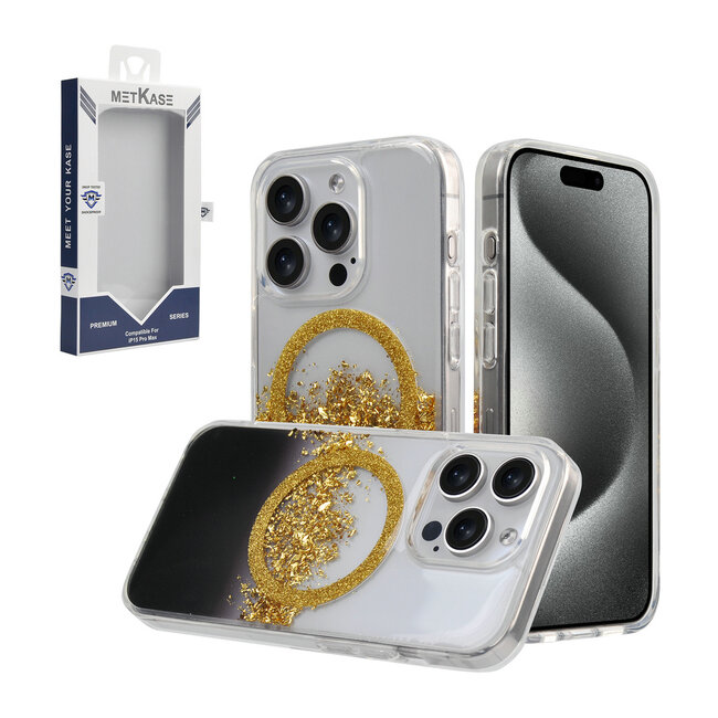Techy For Apple iPhone 15 METKASE GLITTER Transparet MAGNETIC CIRCLE Shockproof Hybrid