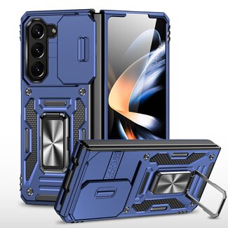 For Samsung For Samsung Galaxy Z Fold 5 Utter Tough Metal Ring Movable Camera Window Hybrid Case Cover