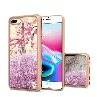 For Apple For Apple iPhone 8 Plus / 7 Plus / 6 Plus Design Water Quicksand Glitter Chrome TPU