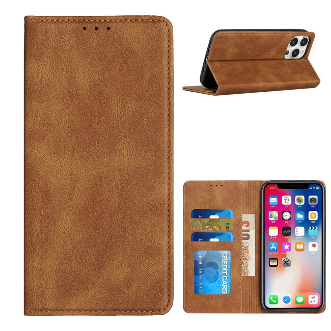 For Samsung For Samsung Galaxy A25 5G Wallet Premium PU Vegan Leather ID Card Money Holder with Magnetic Closure