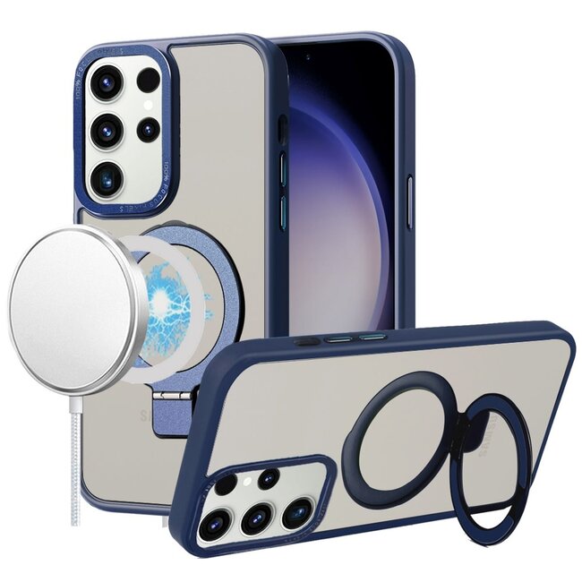 For Samsung For Samsung Galaxy s24 Metal Chrome Kickstand Magnetic Circle Shockproof Matching Camera Hybrid